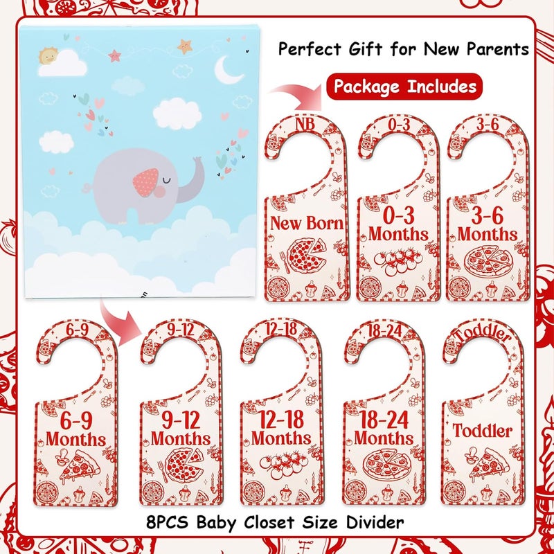 CORNER LACE Baby Closet Dividers 8PCS, Red Italian Themed Wooden Double-Sided Clothes Size Hanger/Organizer from Newborn to Toddler for Nursery Decor Baby Shower Birthday Gender Reveal Party Gift - Image 5